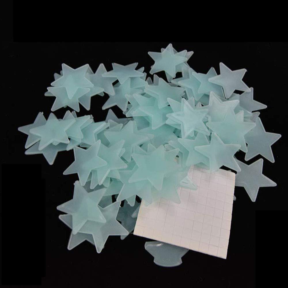 200 pegatinas que brillan en la oscuridad, estrellas luminosas brillan en la pared, pegatinas de pared brillantes para techo, dormitorio, sala de estar, azul claro