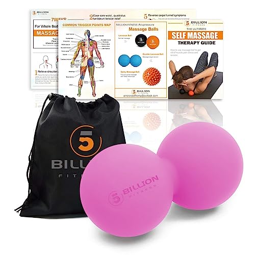 Image of 5BILLION Peanut Massage Ball - Double Lacrosse Massage Ball & Mobility Ball for Physical Therapy, Deep Tissue Massage Tool for Myofascial Release, Muscle Relaxer, Pink