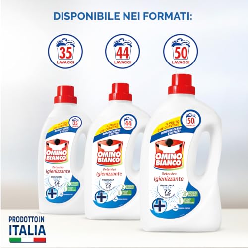 Omino Bianco - Detersivo Lavatrice Igienizzante Liquido, 132 Lavaggi, Igienizza i Capi e Rimuove Germi e Batteri, 1760 ml x 3 Confezioni - Immagine 3