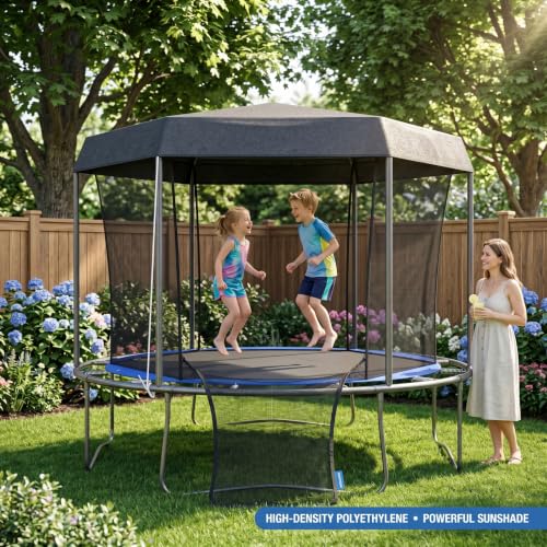 Toldo para trampolín de 10 pies redondo y resistente con bloqueo UV 7