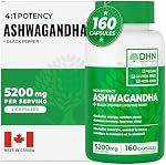 Ashwagandha Supplement Capsules de haute puissance 4:1 Extrait de racine concentré avec poivre noir pour stimuler l'absorption 5200mg par portion (2600mg/Capsule x2) | Soutient la résistance au stress & La fatigue favorise le calme, la tranquillité, la concentration & Énergie