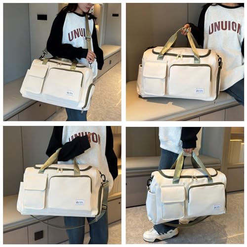 Image of Small Gym Bag for Women, Travel Duffle Bag Carry On Weekender Bag with Shoe Compartment