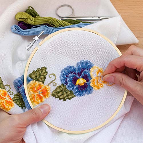 Aros de bordado con tensión ajustable de bambú liso para costura fina y manualidades 5