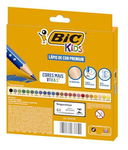 BIC, Lápis de Cor Premium, BIC KIDs, 24 cores