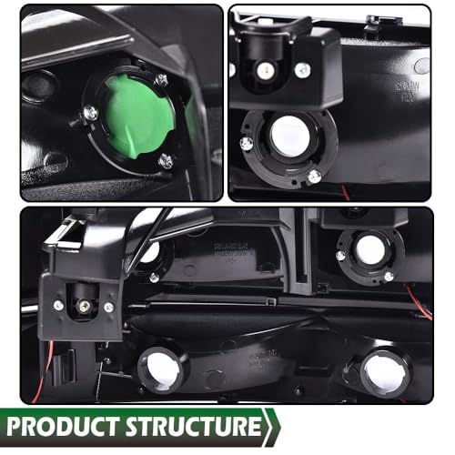 Image of GRAND ORANGE Headlight Assembly Compatible with Chevy Silverado 1500 2500 1999-2002, Fit Suburban 1500 2500 Tahoe 2000-2006 GM2502187, GM2503187, 16526134, 16526133 Smoky lens Black Housing