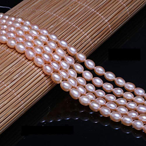 LE SKY Natural Pearl Beads Natural Oval Freshwater Cultured Pink Pearl Loose Beads Quality Rank AAA for Jewelry Making Charms Necklace as Gift 5-6 mm 14.2 inches (2 Strands)