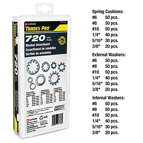 Tradespro 835795 720Pc Lock, Spring & Star Washer Assort, Silver #TOP1