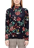  s.Oliver Damen Langarmshirt mit Rüschenkanten dark blue floral p 42