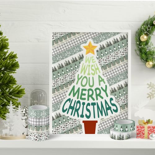 Cinta washi de Navidad verde salvia para personalizar tu diario y scrapbooking 6