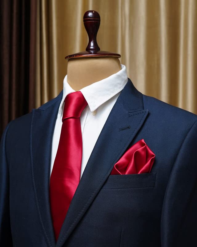 Axlon Tie for Men – Solid Silk Neck Ties Set with Cufflinks Flower Pin, Pocket Square & Black Gift Box, Combo Necktie Sets for Office Wear, Formal Suits & Weddings (Brick Red, AXSOLID_2) - Image 2 thumbnail