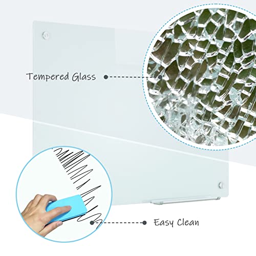 Magnetic Dry Erase Glass WhiteBoard - Frameless Wall Mounted Glass White Board for School Teaching Office Meeting 36"x48" — view 3