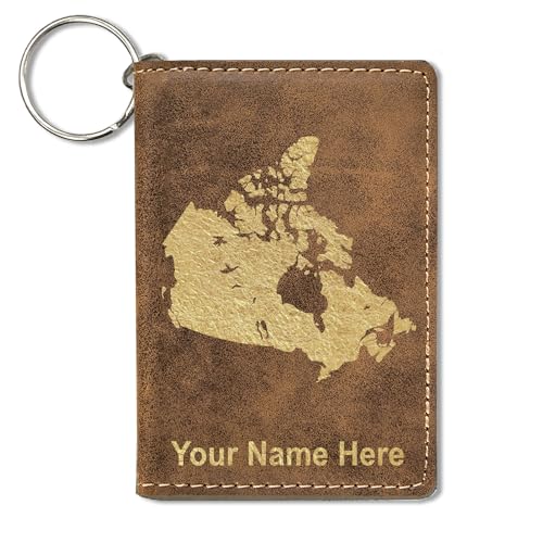 LaserGram ID Holder Wallet, Country Silhouette Canada, Personalized Engraving Included (Rustic)