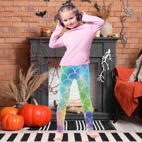 Girls' Leggings Ankle Length Printed Leggings Princess Rainbow Scale Soft Comfortable Pants for Kids 4-10 Years2
