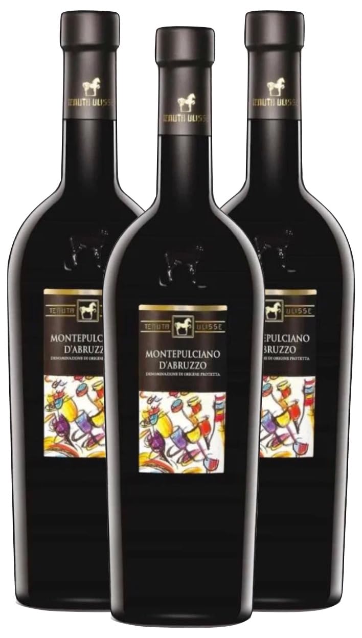 3 Bottiglie Montepulciano d'Abruzzo DOC 2023 Tenuta Ulisse, Rosso Rubino, 100% Montepulciano, 14% Vol, 750 ml