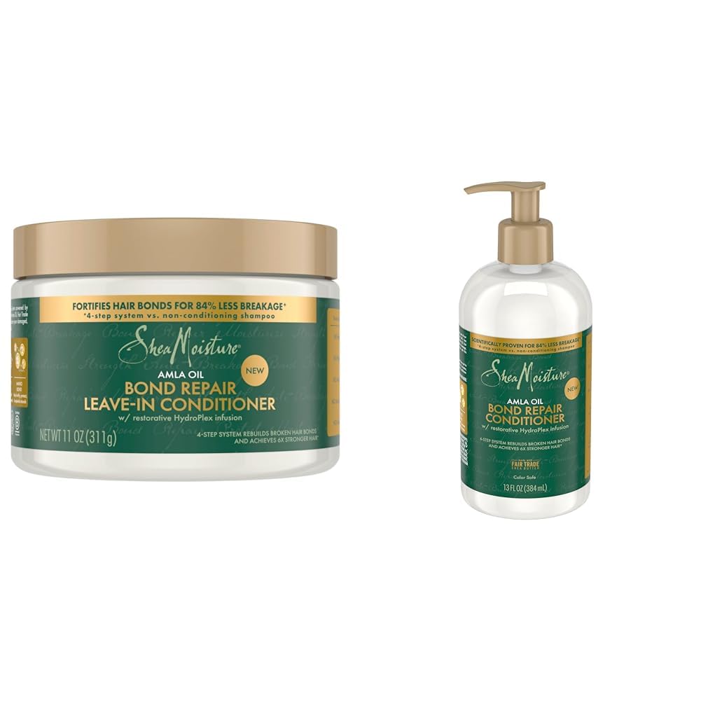 SheaMoisture Bond Repair Leave-In Conditioner 11 oz & Conditioner 13 oz to Strengthen Hair with Amla Oil