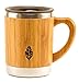 MyHomeIdeas Stainless Steel Bamboo Mug with Lid and Handle - Natural Wood Wooden Light Coffee Tea Mug - 11 oz Non-breakable Design - 100% Eco And Environmentally Safe