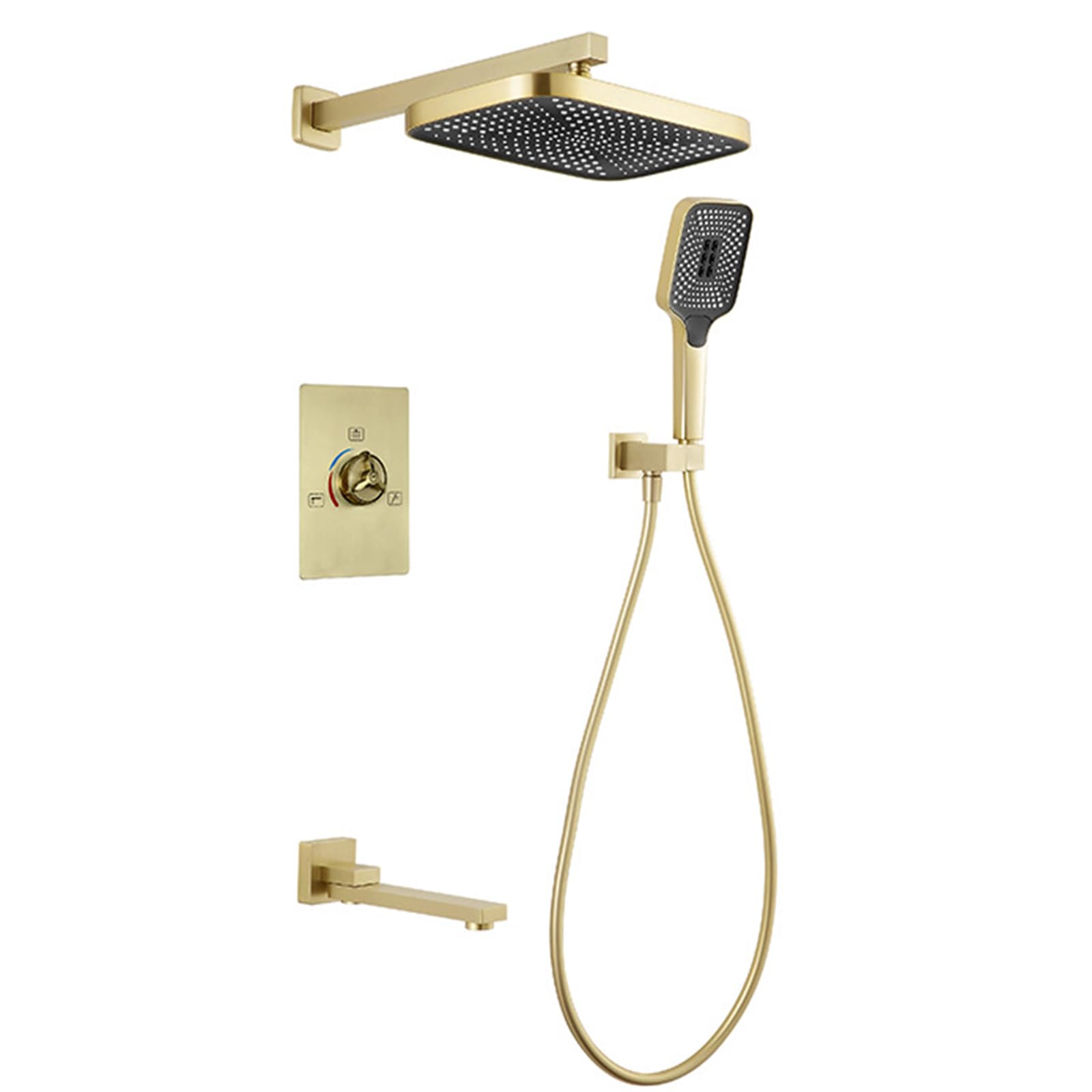 Mitigeur de Douche Encastré Multi-Sorties avec Pommeau Réglable à 360 Degrés et Bec Pivotant