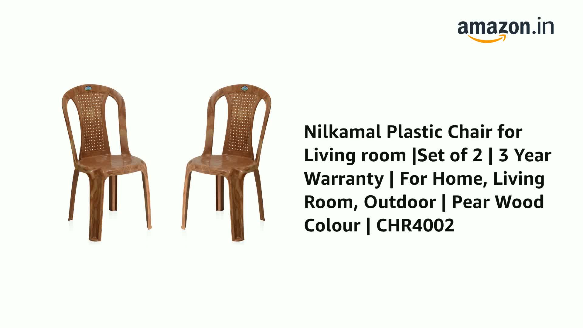 Nilkamal Plastic Chair for Living room |Set of 2 | 3 Year Warranty