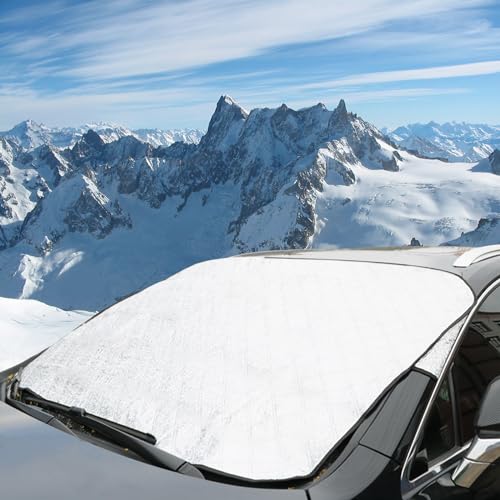 GlauStalos Protector de nieve para parabrisas de coche, plegable, para invierno, verano, nieve, heladas, sol