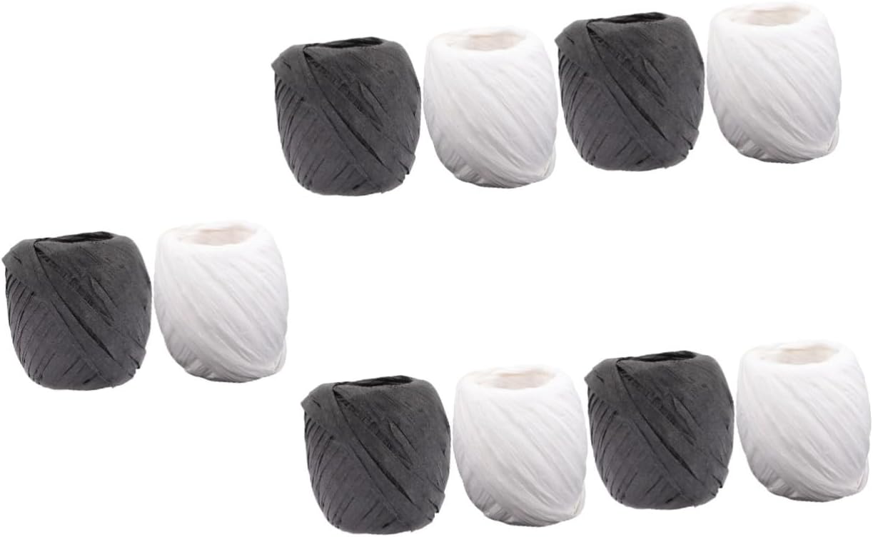 STOBOK 10rolls Raffia Ribbon Twine String for Craft Projects Weaving Material for Home Decor Flower Arrangements and Hair Accessories and Meters Each