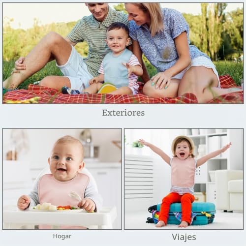 Miniatura 7 de Hotut Baberos De Bebé Impermeable, 2 Piezas Baberos De Comida Para Bebes, Babero Sin Mangas Para Alimentación De Bebé Con Tacto Muy Suave, Impermeable Para Niños Y Niñas