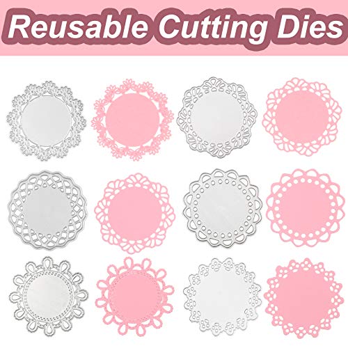 6 Pieces Metal Die Cuts Embossing Folders Different Patterns Round Lace Flower Border Cutting Dies Stencils Decorative Embossing Paper Dies For Card Scrapbooking Diy #TOP6