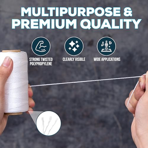 Image of Mason Line String 260FT, 390FT, 780FT, 1500FT, 2300FT, Durable Construction Twine for Laying Bricks, Blocks, Fences in Gardening, DIY & Landscaping Projects (White, 393 Ft)