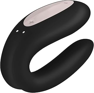 Vibromasseur pour couple Satisfyer Double Joy Connect App 9 cm | Sex-toy très puissant pour couple | Vibration variées via application | Sex-toy avec stimulation clitoridienne | Couleur : noir