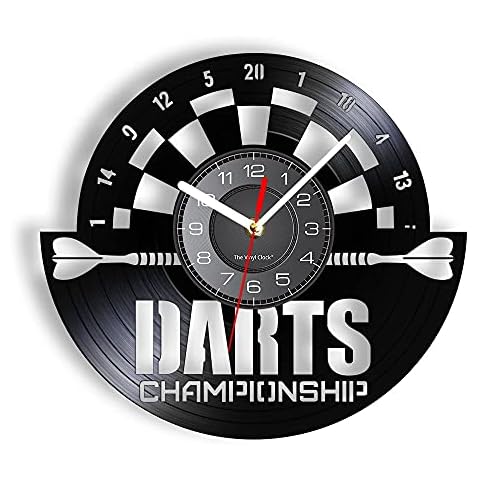 WAXI Vinyl Schallplatte Wanduhren Darts Spiel Pub Vinyl LP Schallplatte Wanduhr Mann Höhle Spielzimmer Dekorative Retro Wanduhr Dartscheibe Bar Club Wandschild Uhr Geschenke Cover