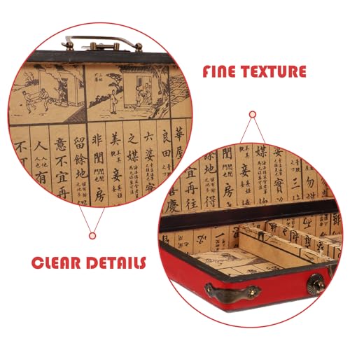 Caja de almacenamiento Mahjong de madera portátil con asa miniatura 3