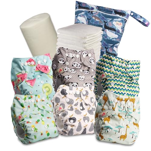 Couche lavable à poche Littles & Bloomz avec 6 inserts microfibre et sac