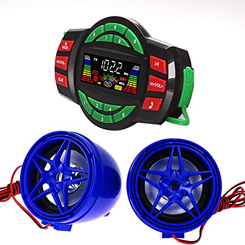 Image of UTV ATV Bluetooth Amplifier Sound System Hand-Free Speakers FM USB Audio System Stereo 3 Inch Speakers 12V Motorcycle Waterproof Audio FM Radio Stereo Speaker (Blue Star Speaker)