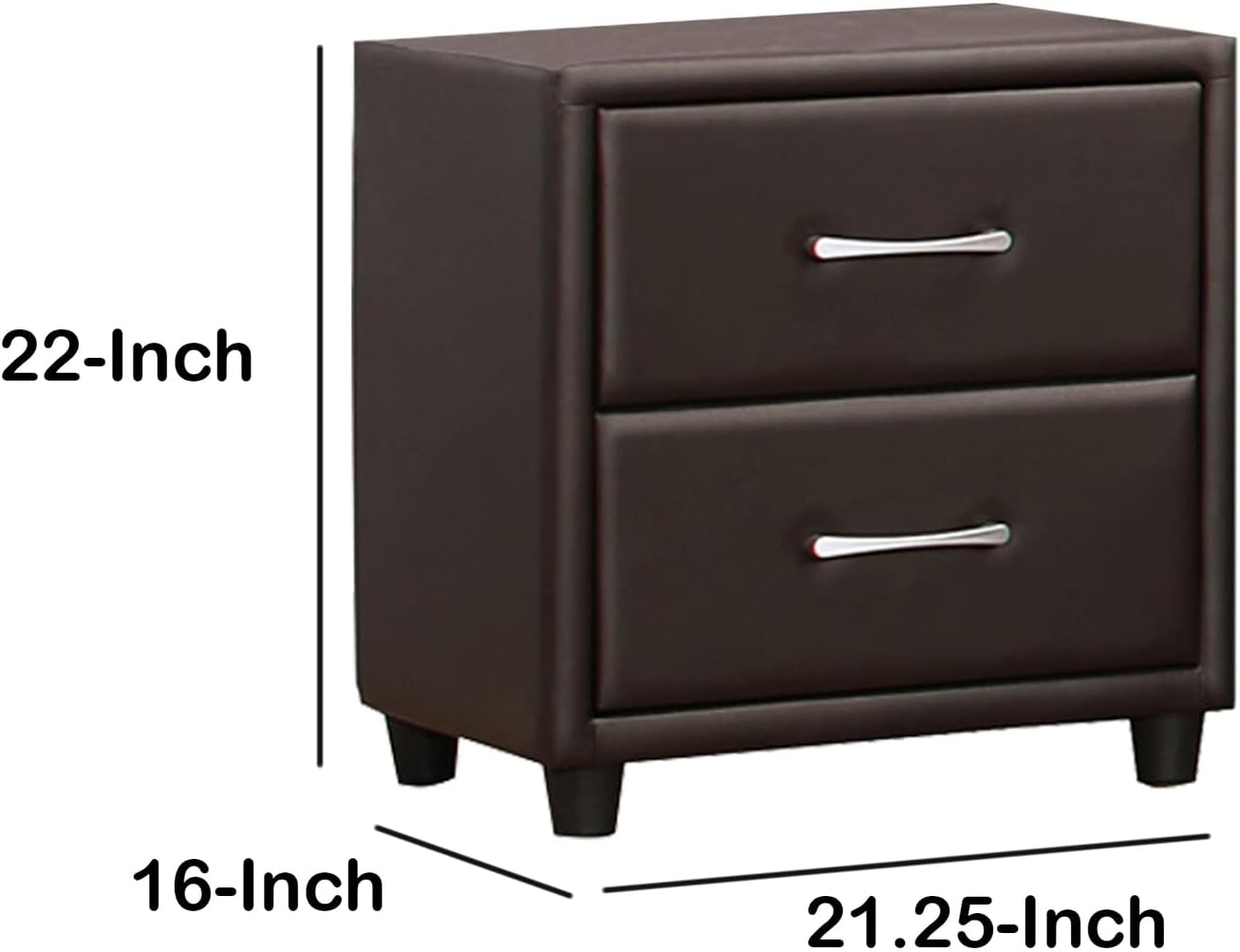 Benjara Benzara Upholstered Wooden Night Stand with Drawers, Black
