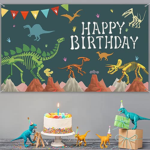 Dinosaur Birthday Backdrop Large Dinosaur Happy Birthday Photography Background Dinosaur Banner For Boys Baby Shower Dinosaur Theme Birthday Party Decoration Supplies, 72.8 X 43.3 Inch #TOP4