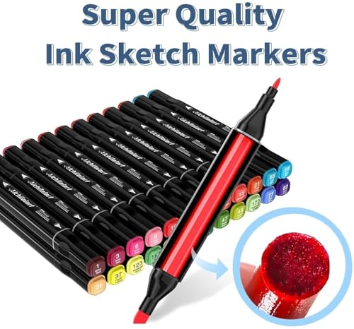 Image of Dual Tip Alcohol Markers Pen Set of 262 Colors - Broad & Fine Tip Art Markers for Drawing, Sketching, Illustration - Alcohol Based Coloring Markers for Artists, Students & Designers (Random Colours)