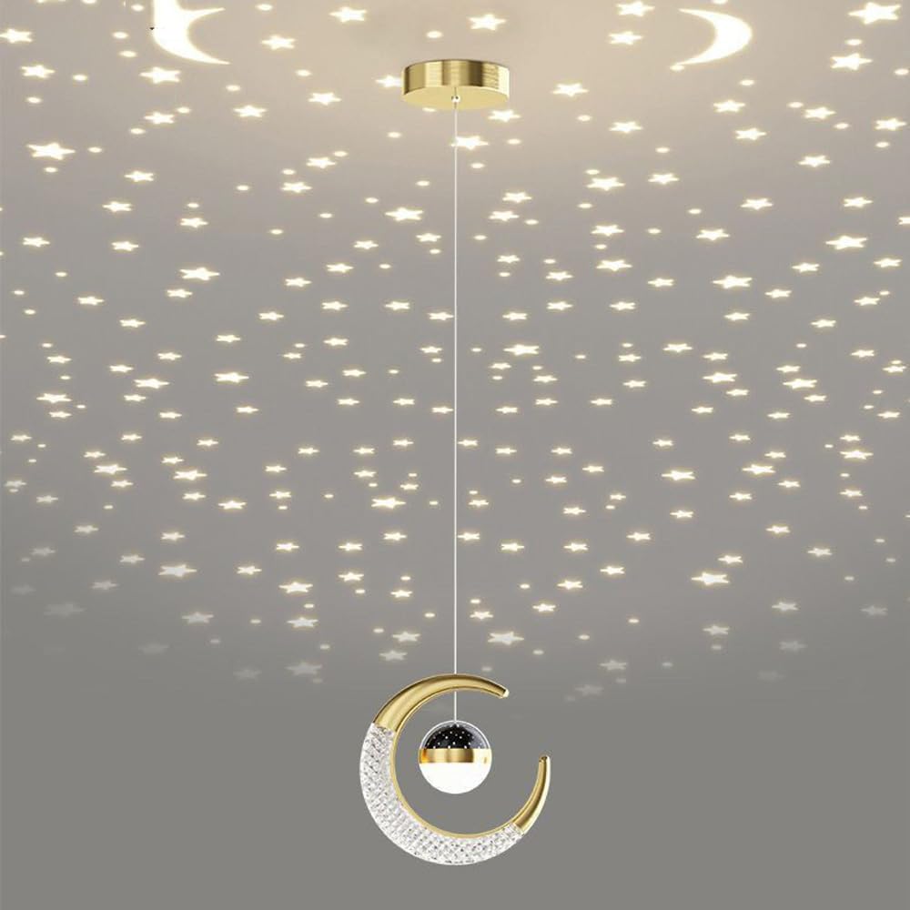 Lustre nordique boule et croissant de lune en suspension lumineuse LED haut de gamme