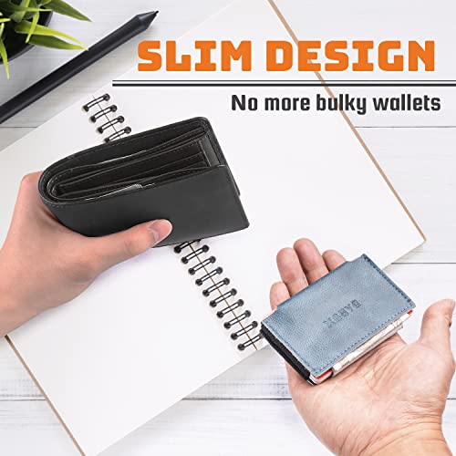 Image of Minimalist Slim Wallet Credit Card Holders - Elastic Small Front Pocket Wallet For Men Women