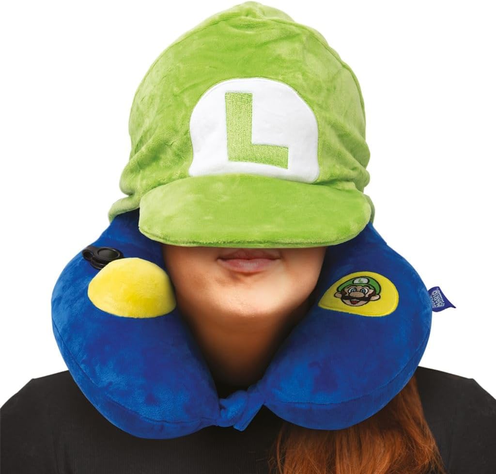 Pyramid International Super Mario (Luigi) Neck Pillow, Inflatable Travel Cushion with Character Design, Official Game Gift for Nintendo Fans