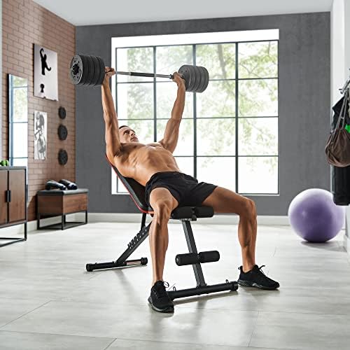 SONGMICS 2-in-1 Dumbbells Set, 2 x 15 kg Adjustable Dumbbells with Extra Barbell Bar, Plastic-Coated Weight Plates, Fitness Exercise, Home Gym, Black SYL30HBK