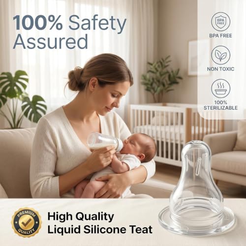 Image of StarAndDaisy Pack of 4 Silicone Medium Flow Nipples for Baby Bottles 3+ Months | BPA Free Anti-Colic Feeding Bottle Nipples | Soft Baby Bottle Teat Replacement for Infants