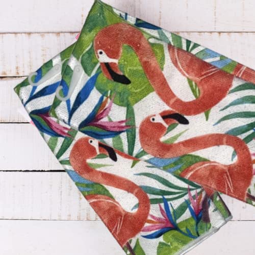 Kre Flamingo Kitchen Hand Towels Terry Cloth Bundle 15 X 25 Inches Green Flamingo Themed Hand Dish Kitchen For Drying Dishes Bathroom Tea Bar Display Decorative Spring Easter Holiday Pack Of 2 #TOP5