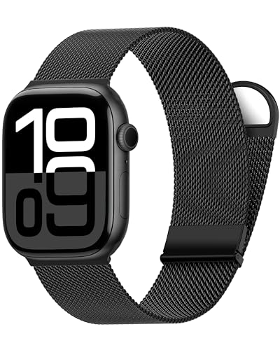 Materiale Premium: Questo cinturino apple watch è realizzato in maglia di acciaio inossidabile liscio, tessuto con materiale di prima qualità, traspirante, delicato sulla pelle e resistente ai graffi, può essere avvolto delicatamente intorno al polso.