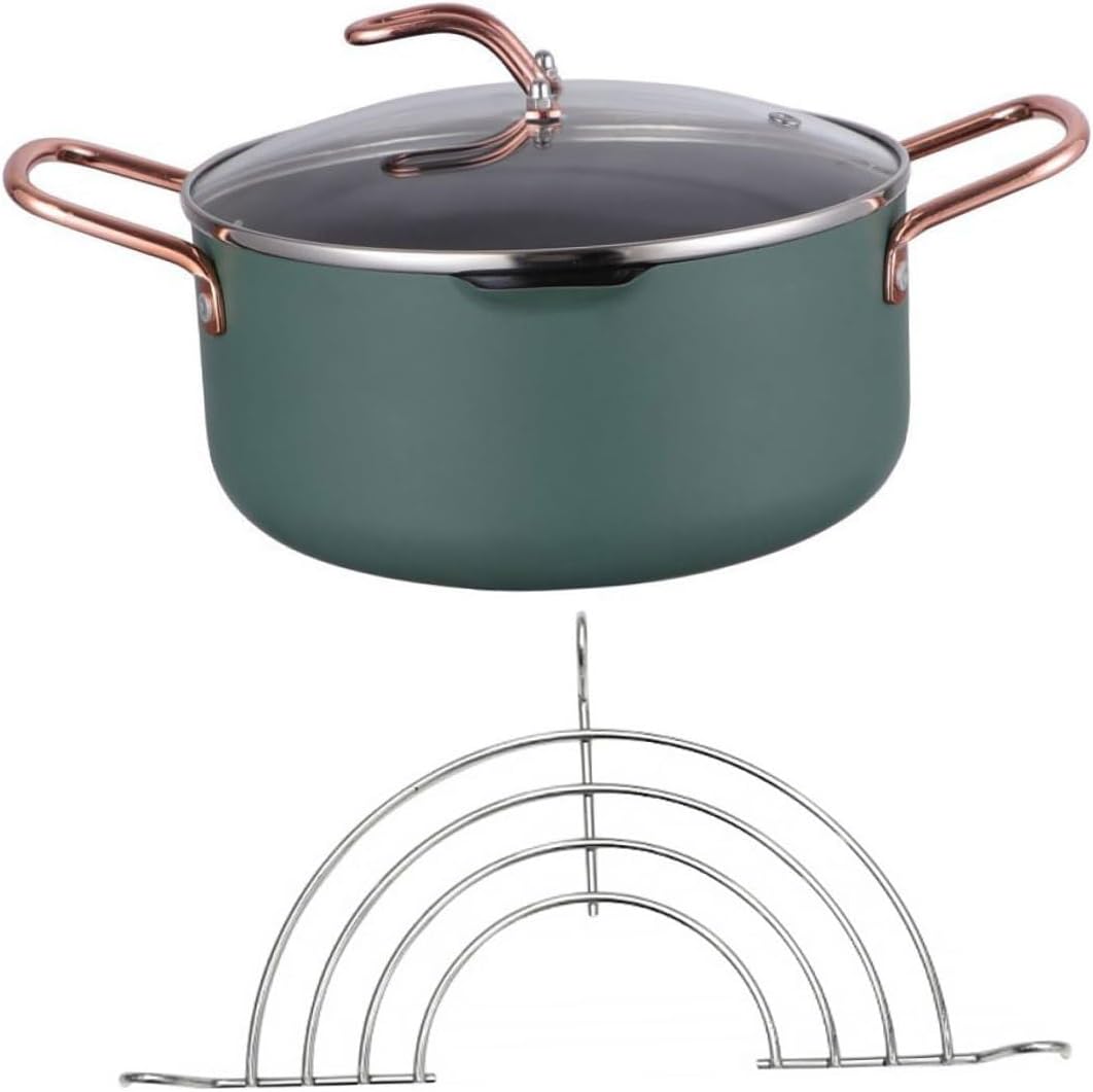 Toyvian Non-stick Food Cooking Pot and Deep Soup Stockpot with Frying Rack, 20cm Multifunctional Kitchen Cookware for Food Preparation and Home Use Random Color