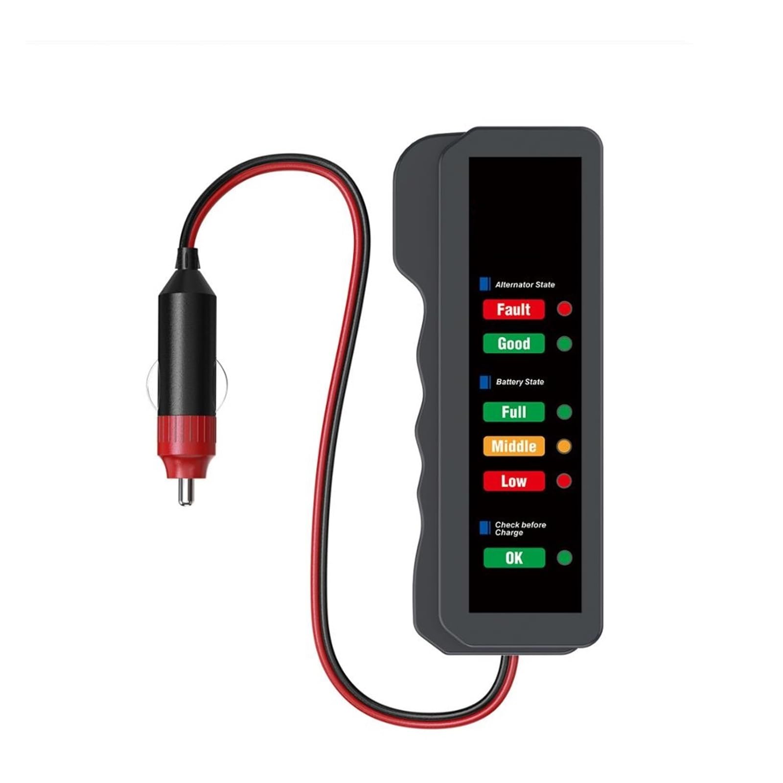 Herramienta Digital de Prueba de baterías de Coche de 12 V para alternadores con Pantalla de 6 Luces LED. Herramientas de diagnóstico automotriz para una detección rápida，BM320 Battery Tester