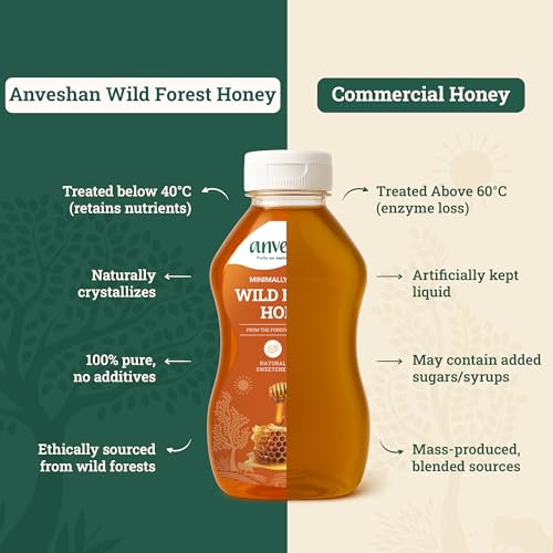Image of Anveshan WILD FOREST HONEY (SQUEEZY) - 275g | Minimally Processed | Easy to Use| 100% Pure and Natural| Raw, Unprocessed & Unpasteurized Honey | Good for Heart Health (Pack of 3)