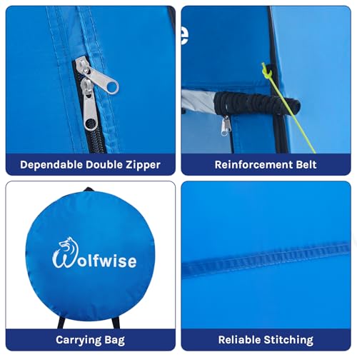 Image of WolfWise PRO Pop Up Shower Tent with Silver Coated, Floor and Rain Fly | Portable Changing Tent with Window & Carry Bag for Camping, Outdoor Privacy Toilet Bathroom with UV Protection, 75 inch /79 inch /83 inchH