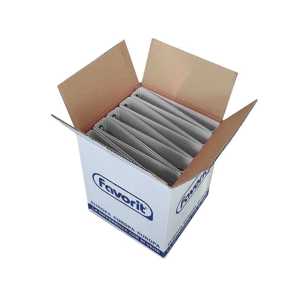 FAVORIT Box da 10 Raccoglitori Europa, 22 x 30 cm, 4 Anelli Tondi da 30 mm, Grigio Metallizzato, 400051151