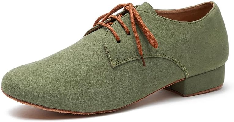 AOQUNFS Men's Latin Dance Shoes Black Microfiber Leather Ballroom Tango Salsa Character Shoes