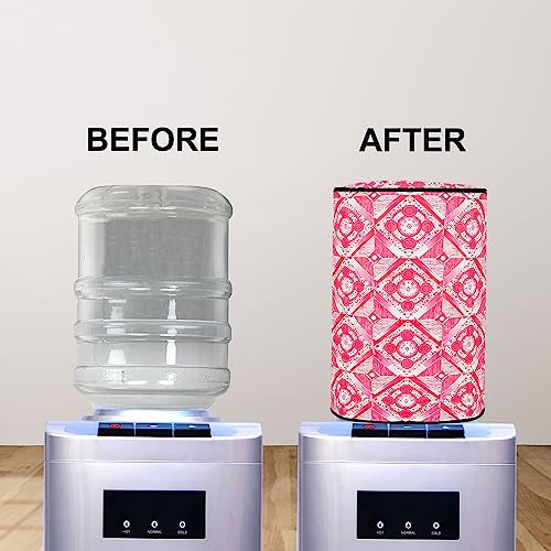 Image of Polyvinyl Chloride Printed Waterproof and Oil-Proof Water Dispenser Bottle Cover, 20L, (Multicolour) (20 liter Water Bottel Cover ) Pack of 1 - Pink Colour