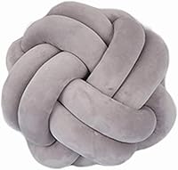 Vista 1 de Cyprinus Carpio Elastic Vevet - Almohada de 2 hebras hecha a mano con nudo, bola de almohada para el hogar, decoración de 10.6 pulgadas (gris claro)